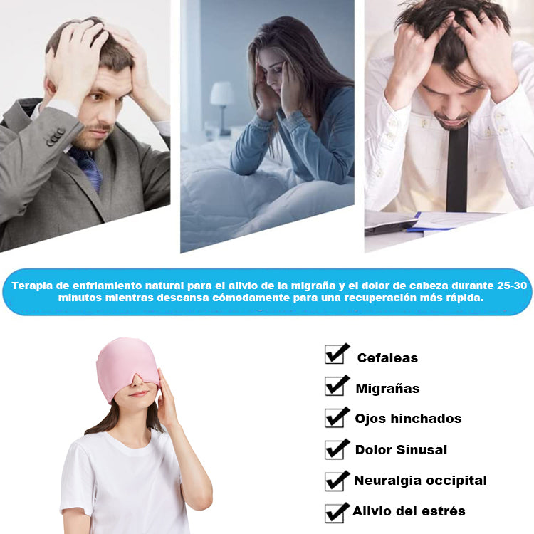 Gorro de Gel 180° para Alivio de Migrañas y Dolor de Cabeza